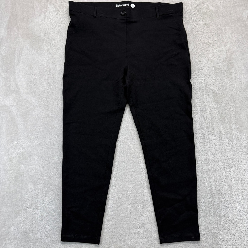Betabrand Pants Women's XL Petite Dress Yoga Pants Black Tapered Leg Trousers - Picture 1 of 10